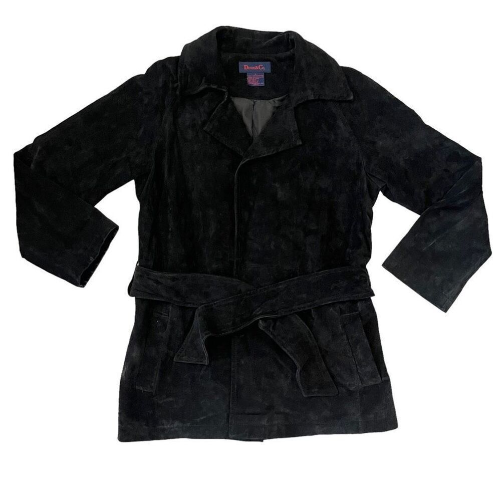 Denim & Co Women’s Jacket Black Leather Buttoned Blazer Small